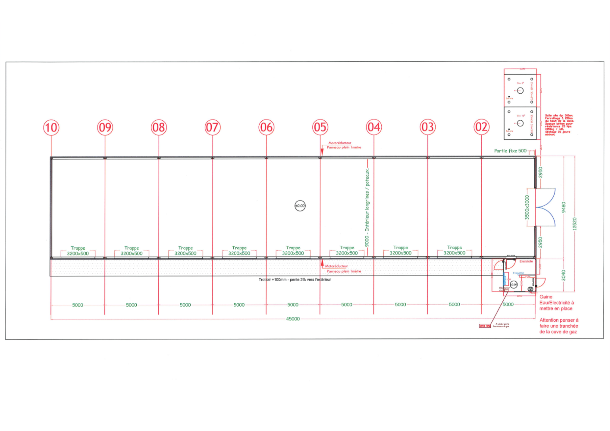 Plan bâtiment — Poulet Label 400 m²